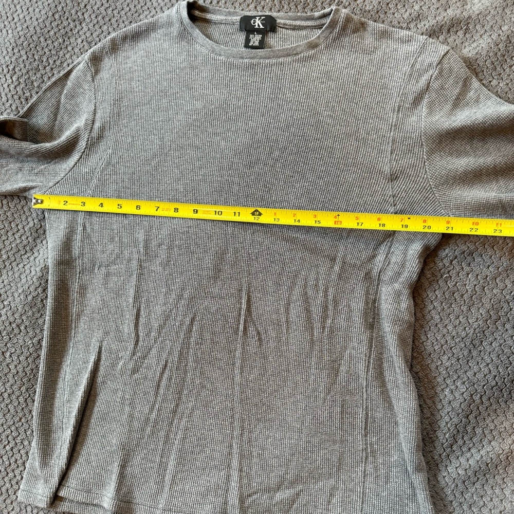 Mens Large Calvin Klein Grey Waffle Knit Base Layer warm thermal top - Picture 4 of 9